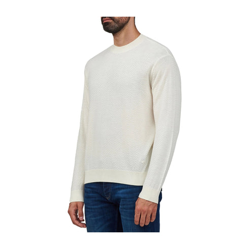 EMPORIO ARMANI Pullover Maglia Uomo Chevron a girocollo Bianco A24 - EMPORIO ARMANI6D1MXN1MKCZ - F112 - S - Francavilla Moda